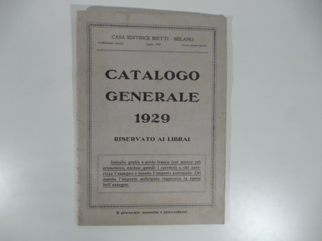 Casa editrice Bietti. Catalogo generale 1929